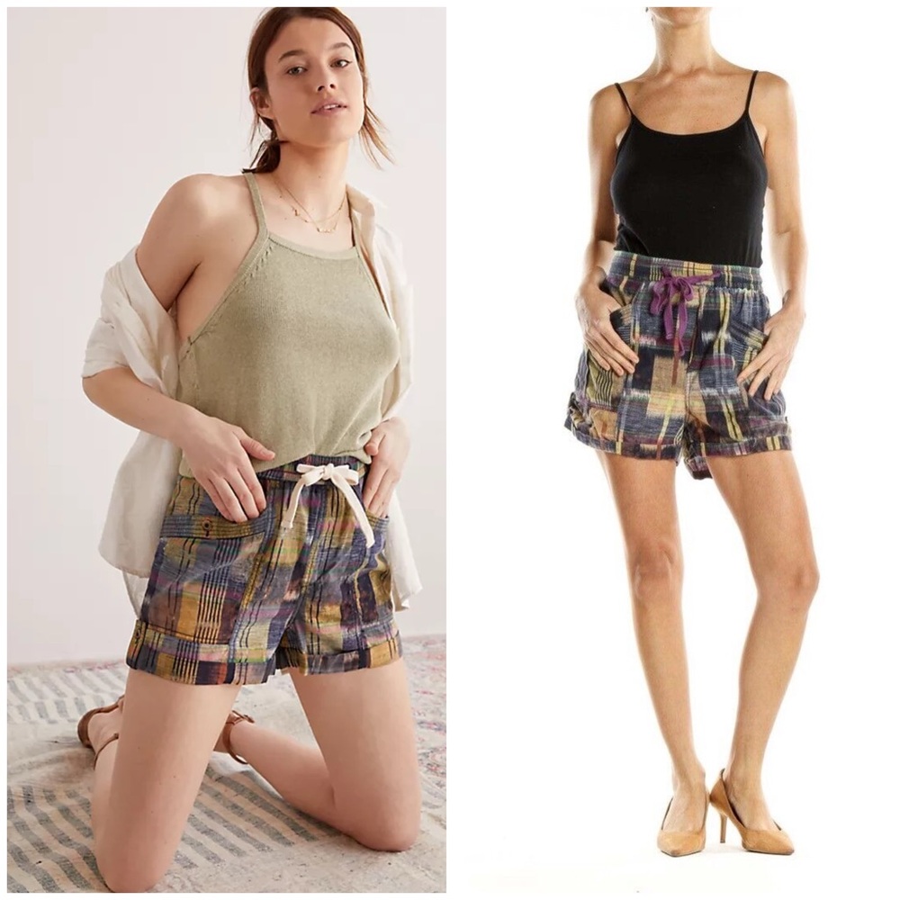 Anthropologie Pilcro Heirloom Tie-Dye Plaid Shorts Size S NWT